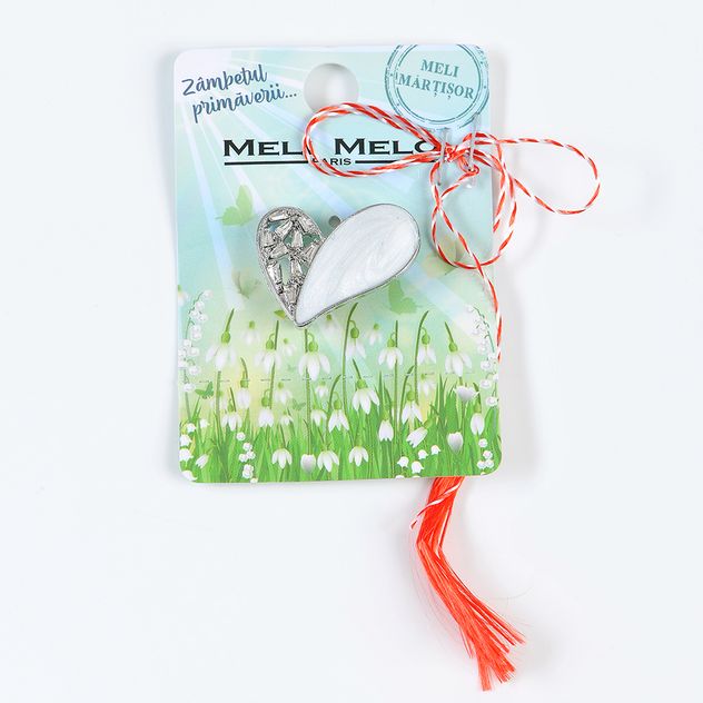Brosa martisor inima bicolora