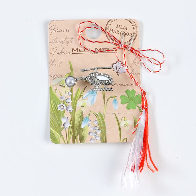 Brosa martisor elicopter argintiu