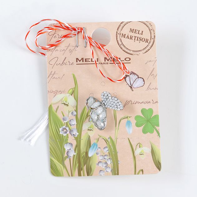 Brosa martisor fluture alb