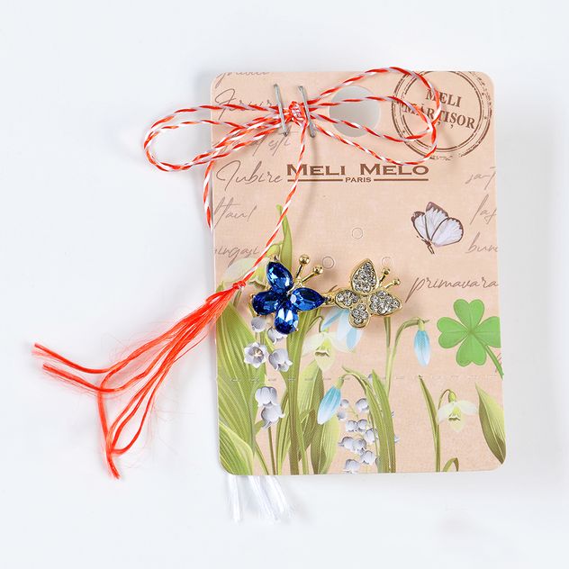 Brosa martisor fluturi aurii