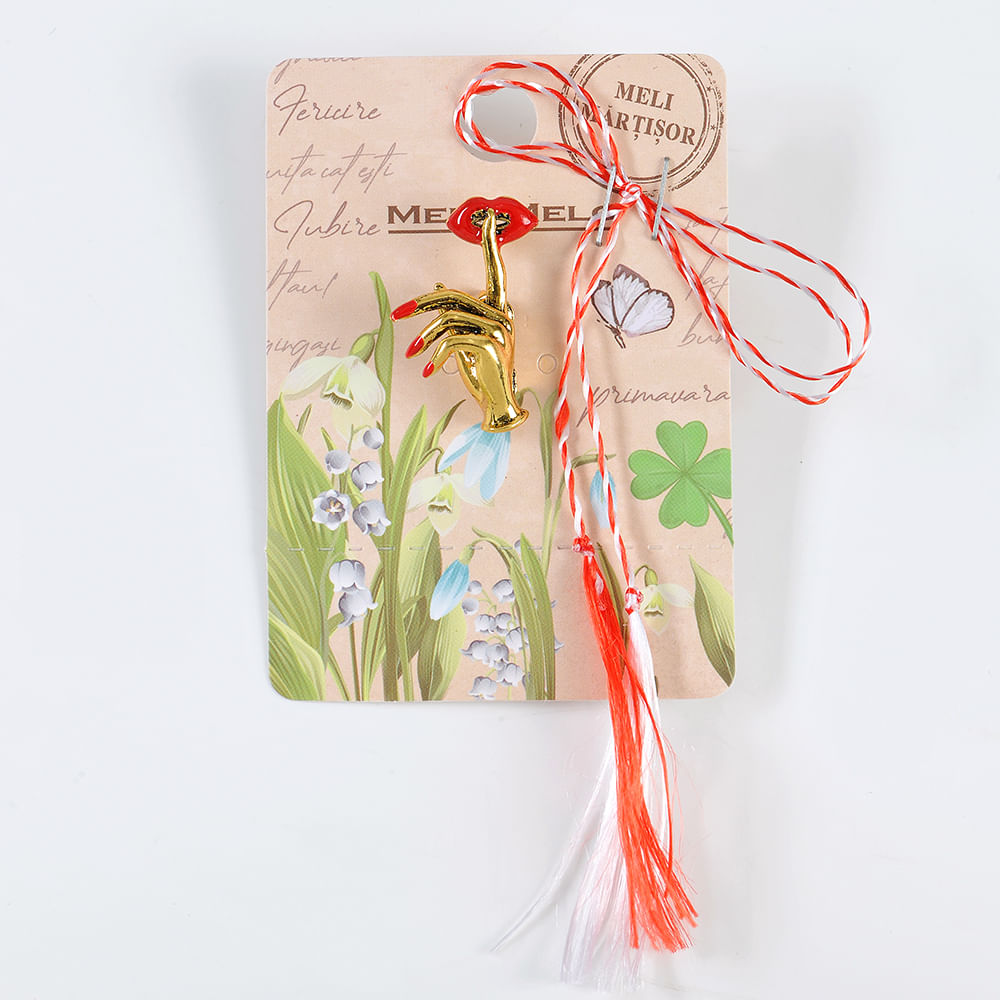 Brosa martisor mana aurie cu buze - 3 | YEO