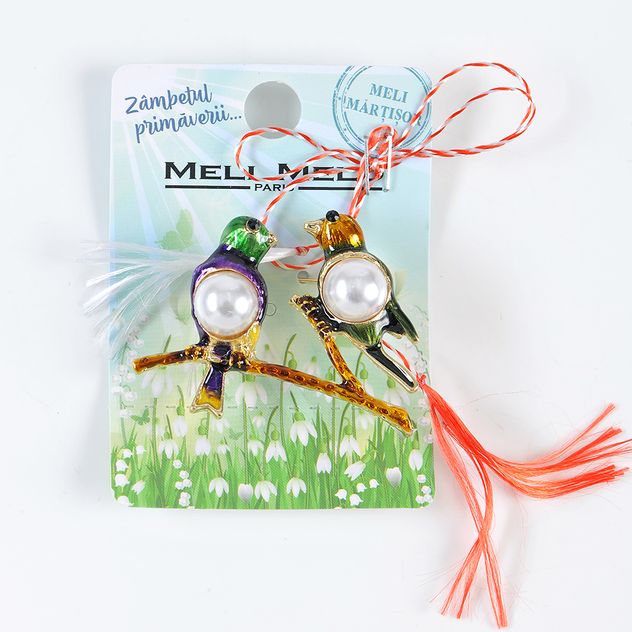 Brosa martisor pasari pe creanga