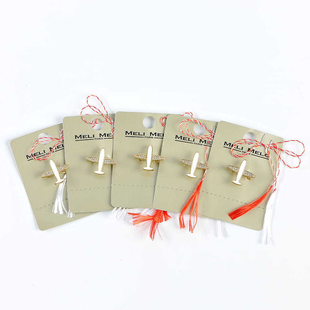 Set 5 brose martisor cu avion alb - 1 | YEO