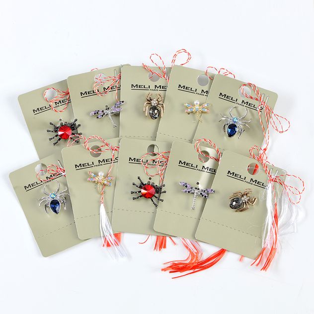 Set 10 brose martisor cu libelule si paianjeni