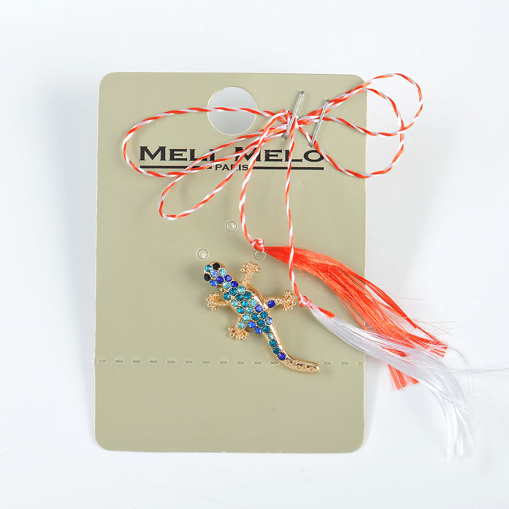 Brosa martisor soparla cu pietre albastre - 1 | YEO