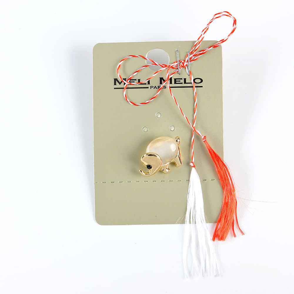 Brosa martisor elefant auriu cu perla - 3 | YEO