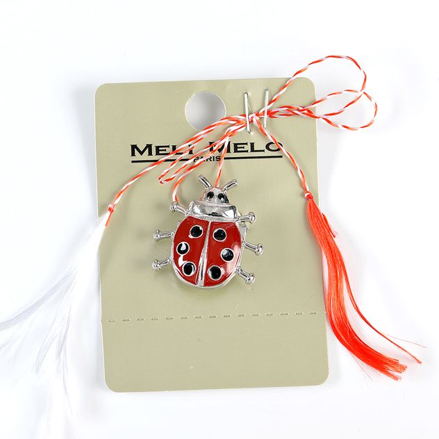 Brosa martisor buburuza argintie