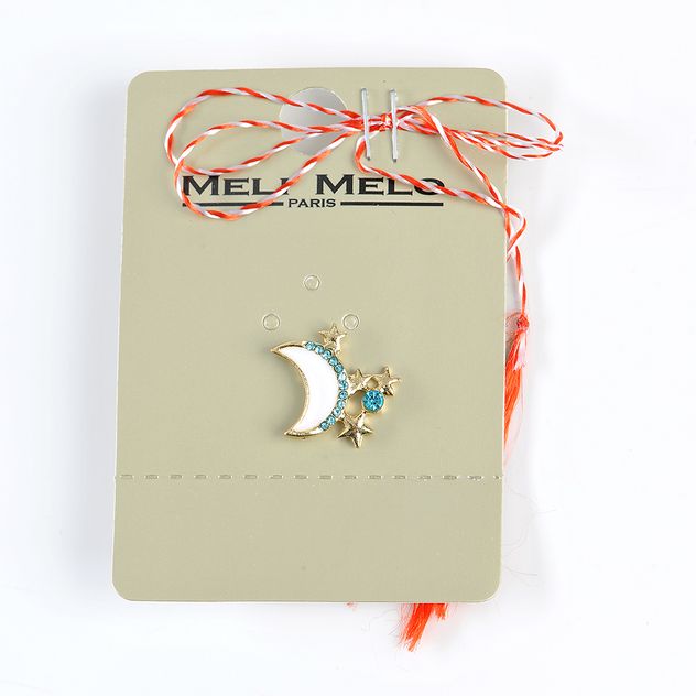 Brosa martisor semiluna cu stele aurii