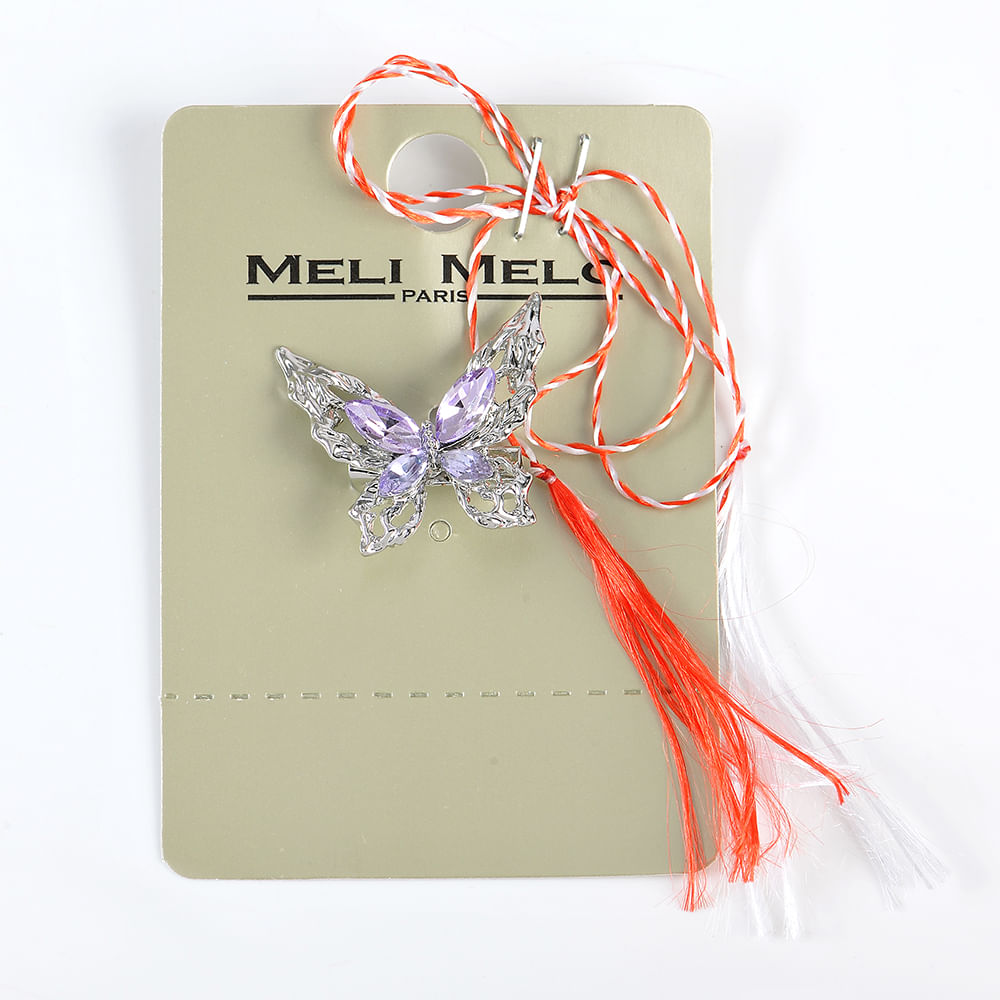 Brosa martisor fluture argintiu cu lila - 3 | YEO