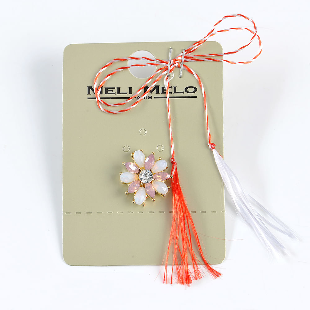 Brosa martisor floare cu petale roz si albe - 3 | YEO