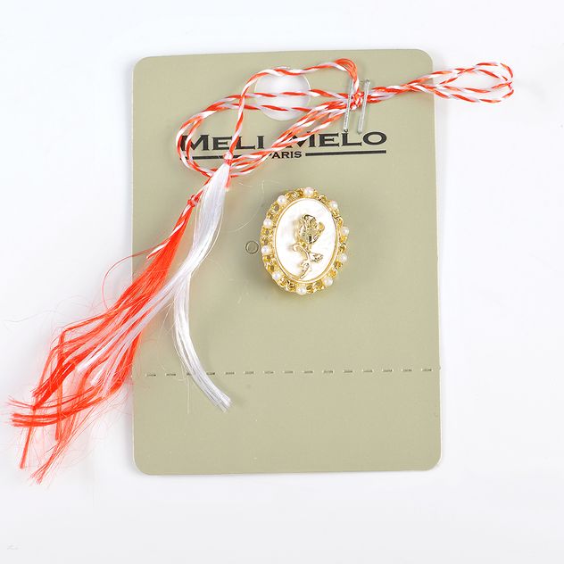 Brosa martisor cu trandafir auriu