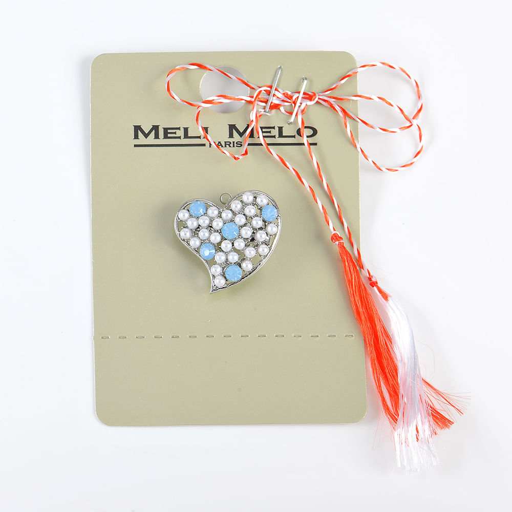 Brosa martisor inima cu pietre bleu - 3 | YEO