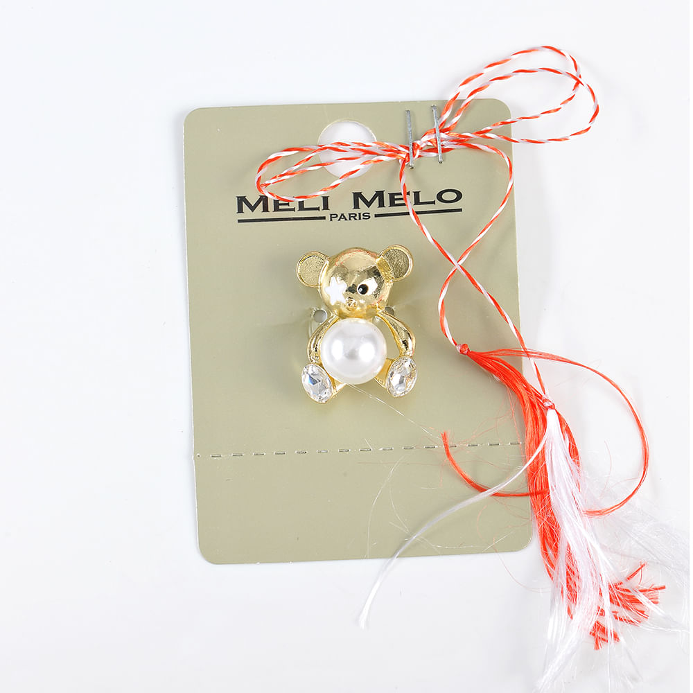 Brosa martisor ursulet cu perla alba - 3 | YEO