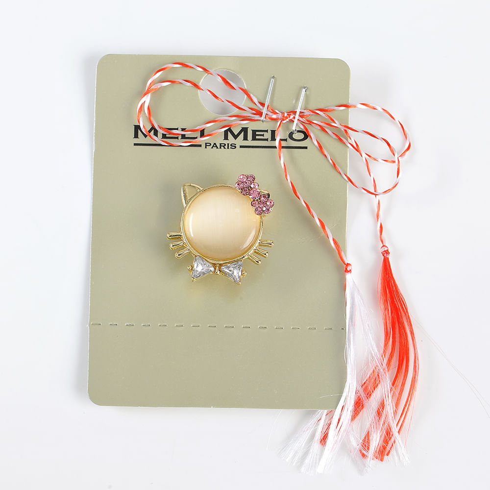 Brosa martisor cap de pisica cu funda roz - 3 | YEO