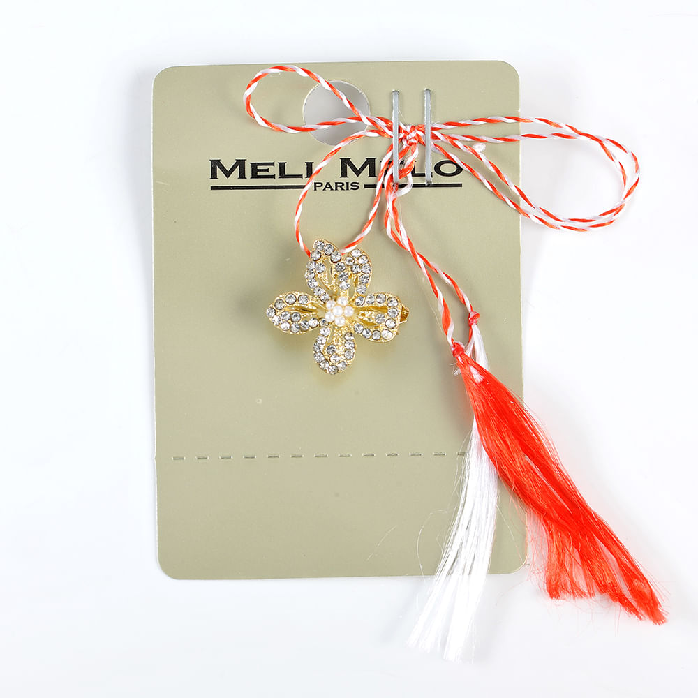 Brosa martisor floare aurie cu pietre - 3 | YEO