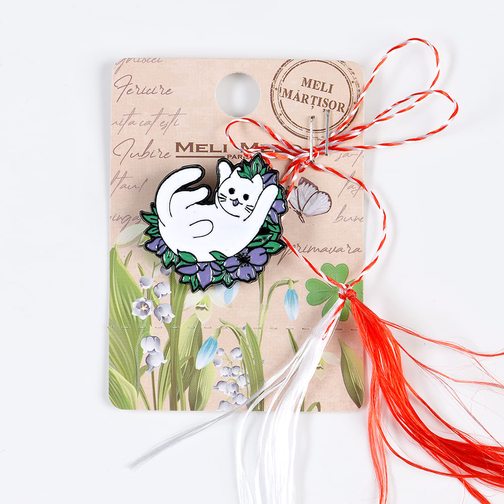 Brosa martisor pisica alba - 3 | YEO