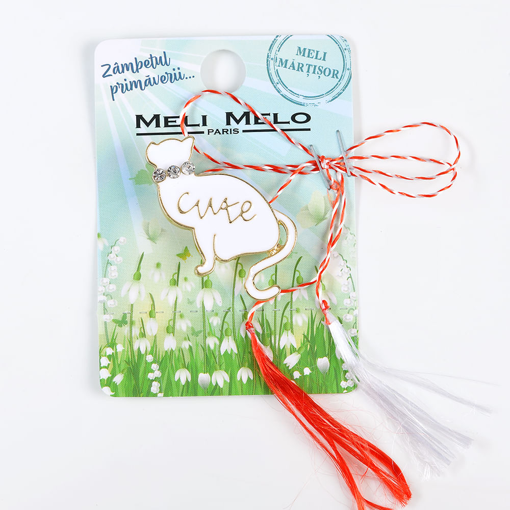 Brosa martisor pisica alba Cute - 3 | YEO