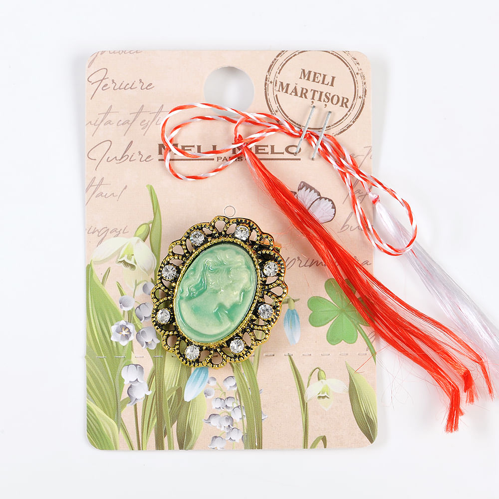 Brosa martisor verde Dama cu camelii - 3 | YEO