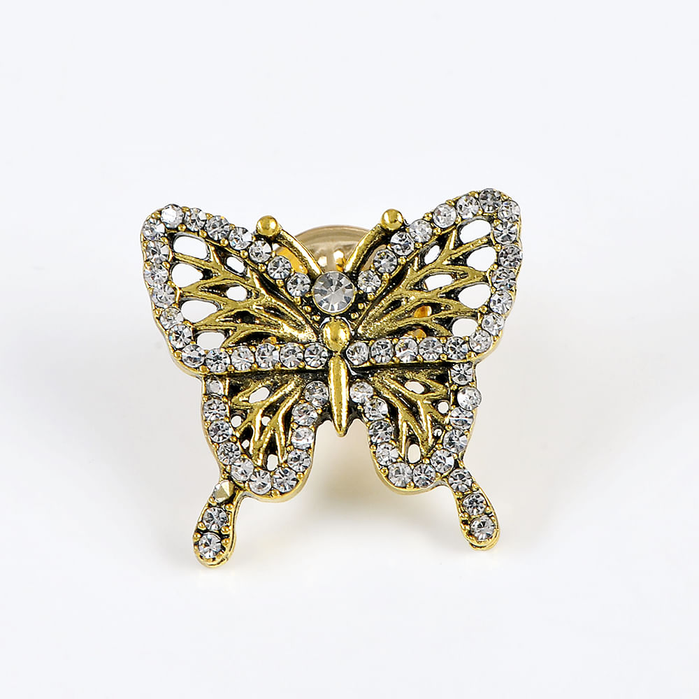 Brosa martisor fluture auriu cu pietre stralucitoare