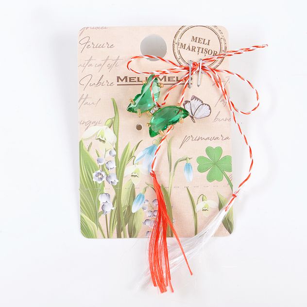 Brosa martisor fluture cu aripi verzi