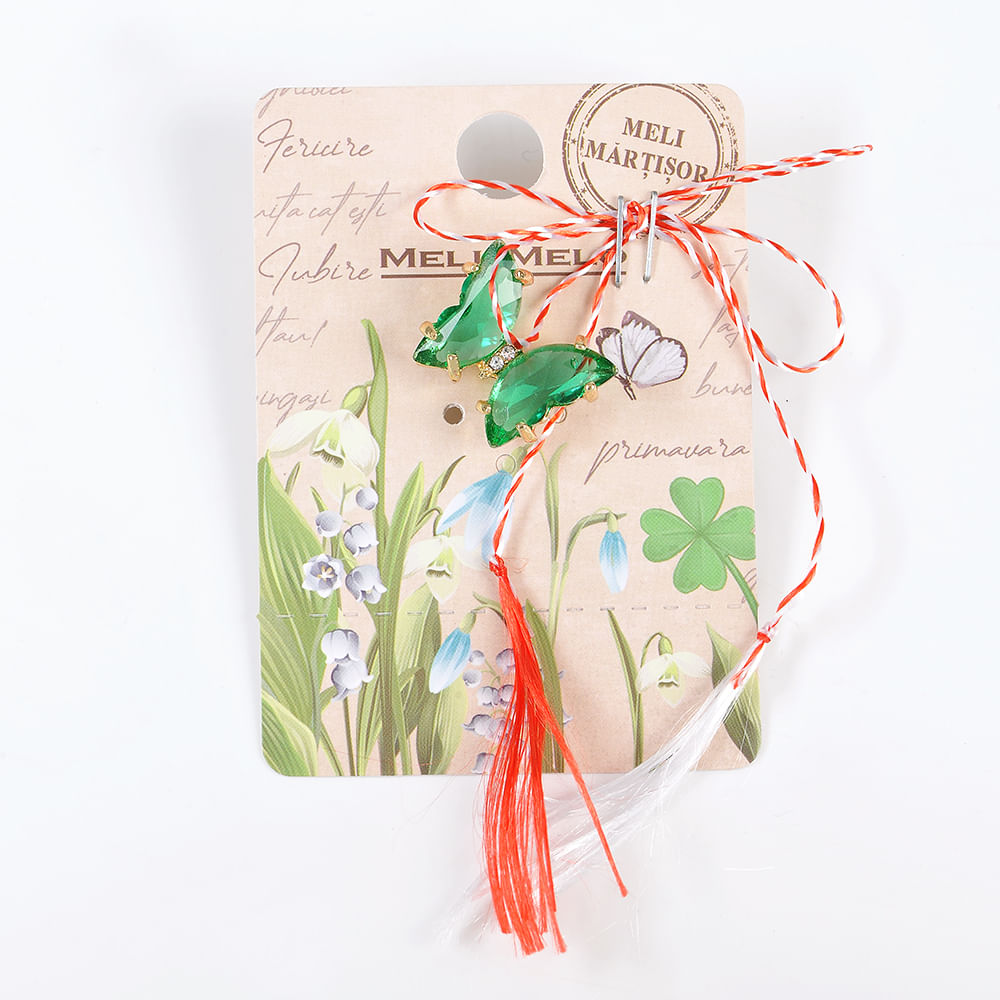 Brosa martisor fluture cu aripi verzi - 3 | YEO