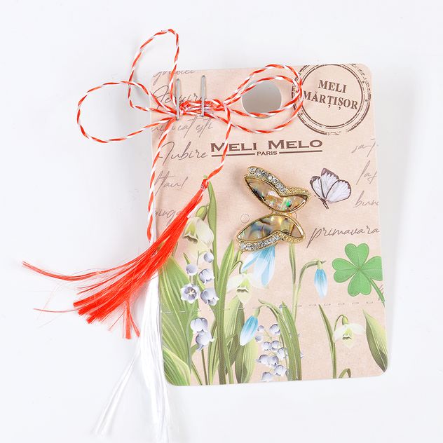 Brosa martisor fluture cu aripi multicolore