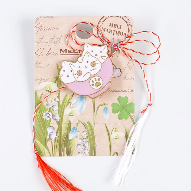 Brosa martisor cos cu pisici