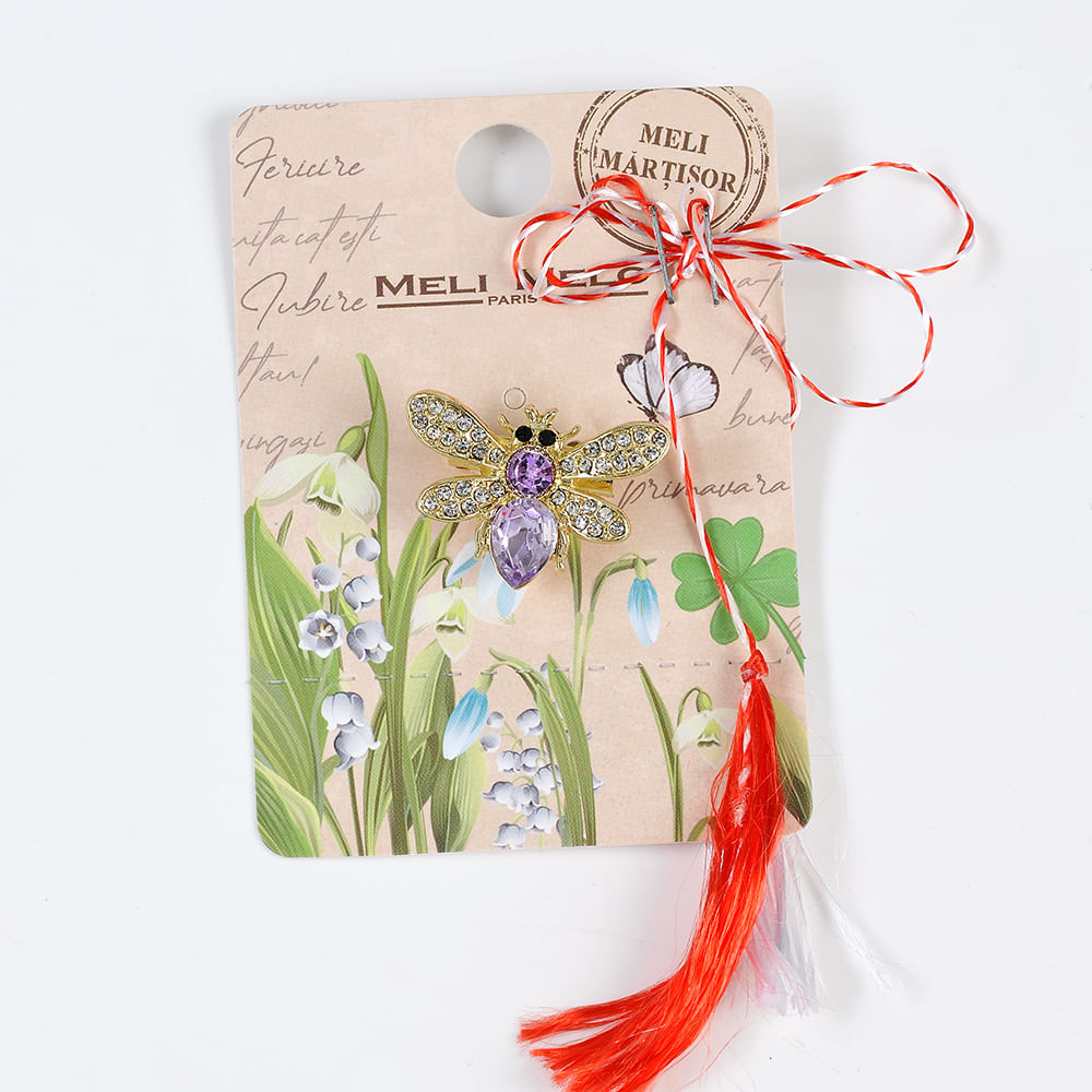 Brosa martisor insecta cu pietre lila - 3 | YEO