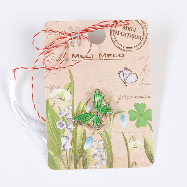 Brosa martisor fluture verde