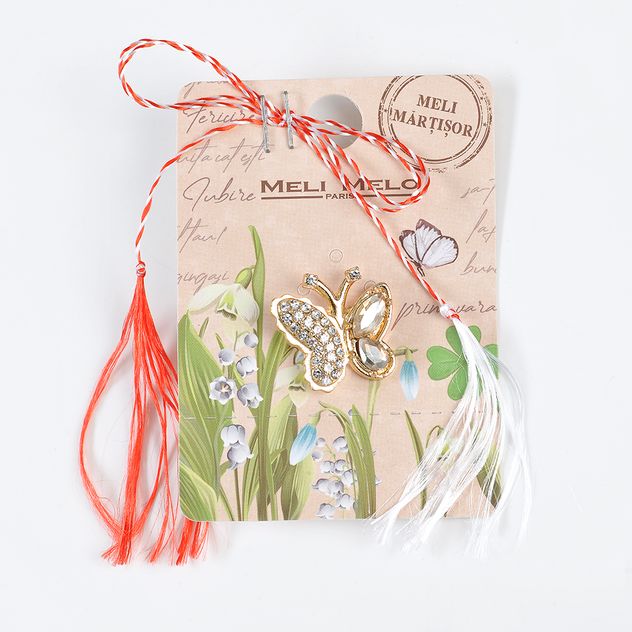 Brosa martisor fluture auriu stralucitor