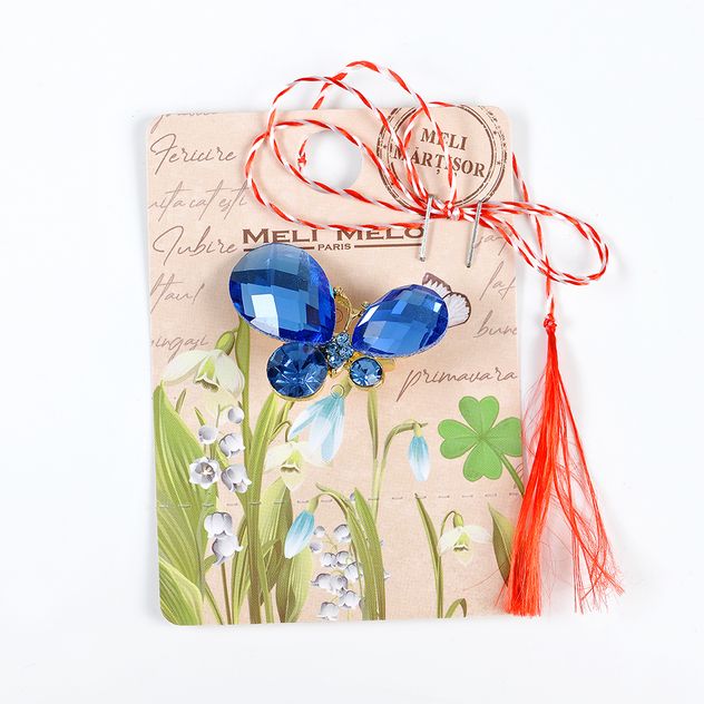 Brosa martisor fluture albastru