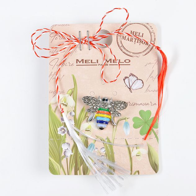 Brosa martisor albina multicolora