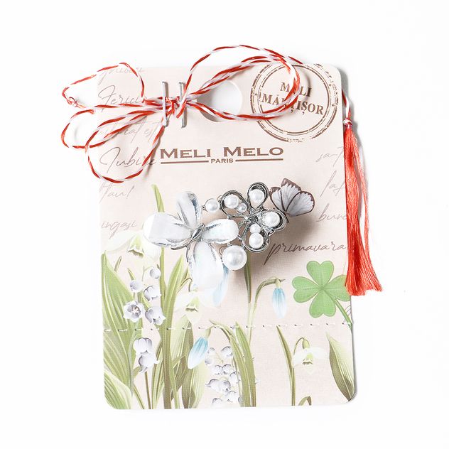 Brosa martisor 2 fluturi albi