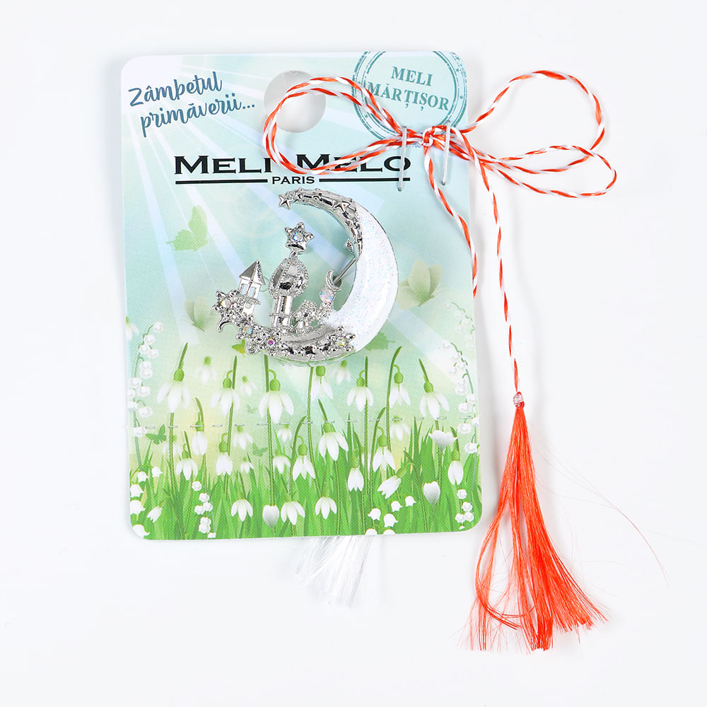 Brosa martisor semiluna alba - 3 | YEO