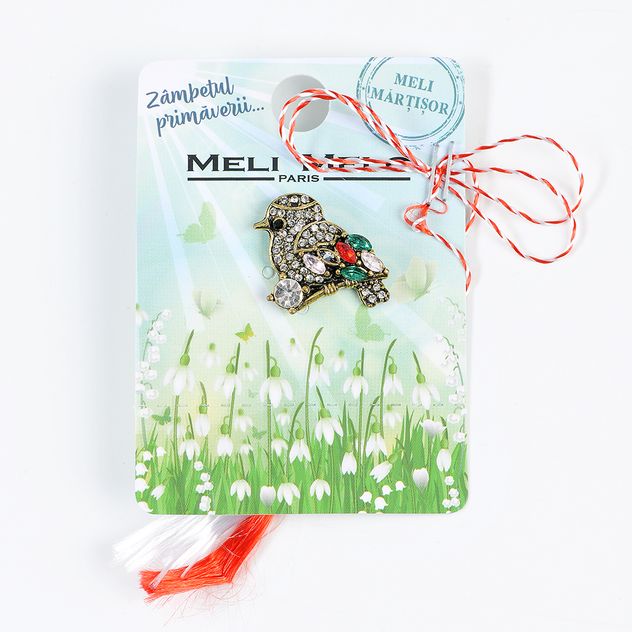 Brosa martisor pasare stralucitoare