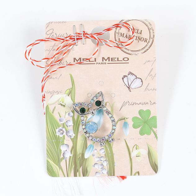 Brosa martisor contur bufnita