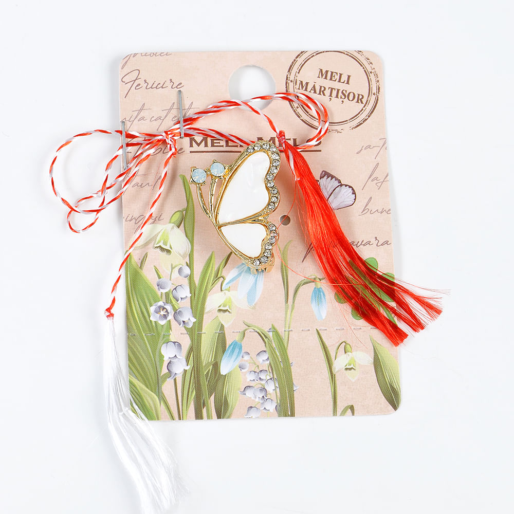 Brosa martisor fluture alb - 3 | YEO