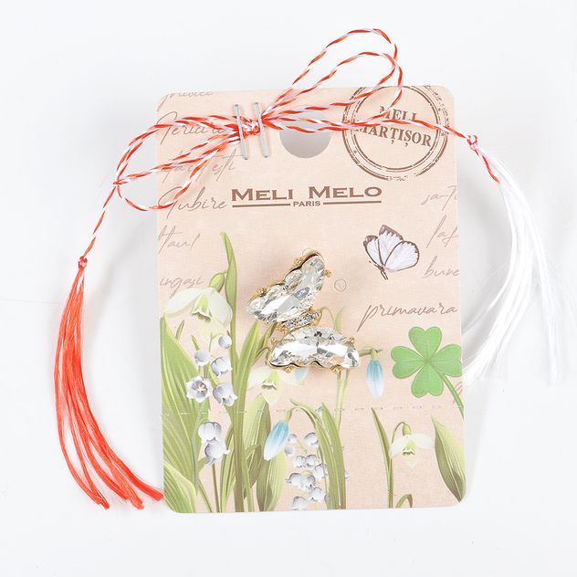 Brosa martisor fluture cu aripi incolore