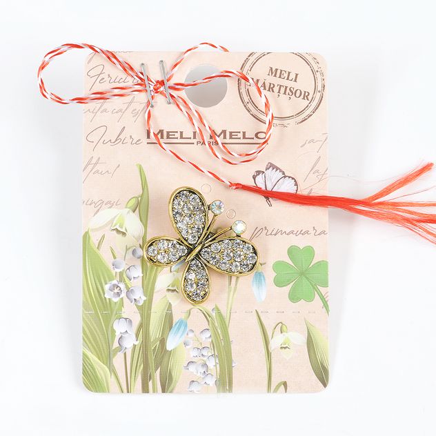 Brosa martisor fluture cu aripi stralucitoare