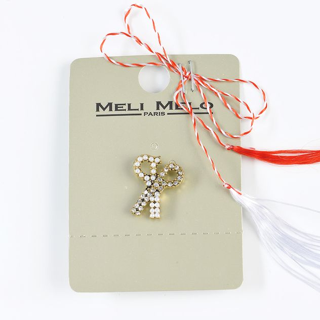 Brosa martisor funda cu perle acrilice albe