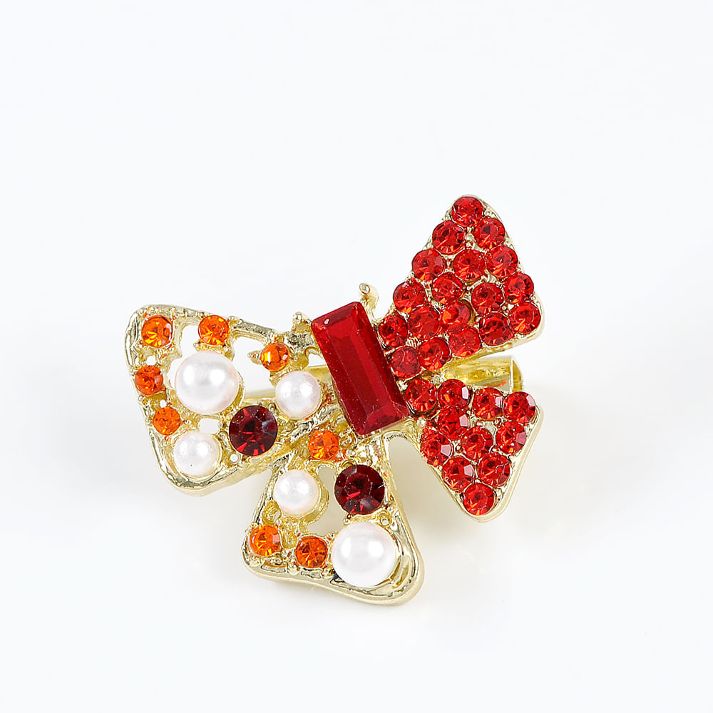 Brosa martisor fluturas cu pietre rosii - 1 | YEO