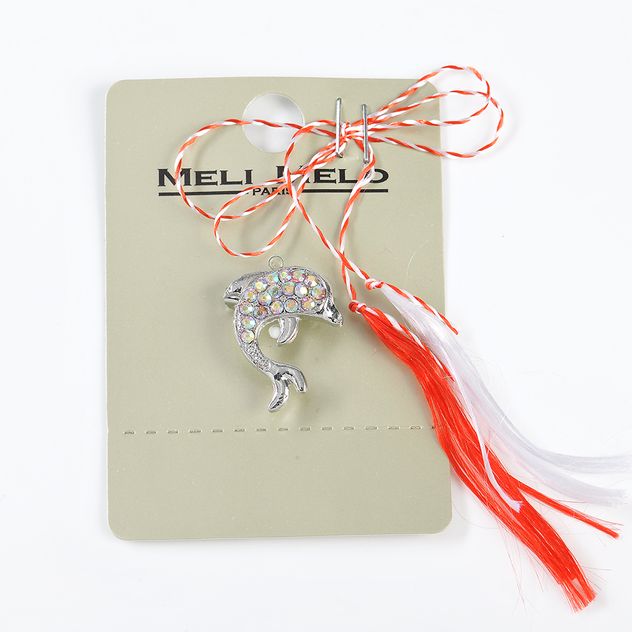 Brosa martisor delfin argintiu