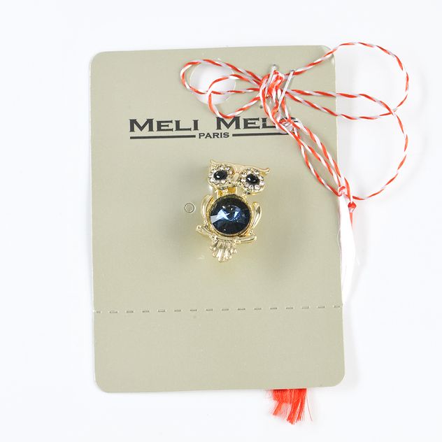 Brosa martisor bufnita albastra