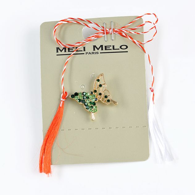 Brosa martisor fluture cu pietre verzi