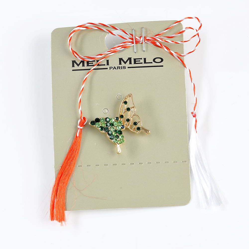 Brosa martisor fluture cu pietre verzi - 3 | YEO