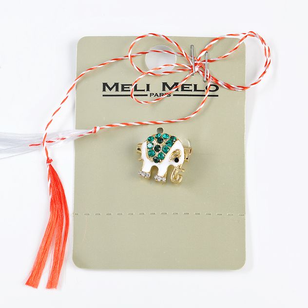 Brosa martisor elefant alb