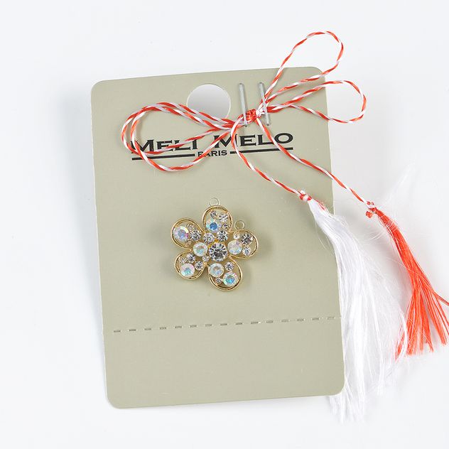 Brosa martisor floare aurie cu pietre acrilice