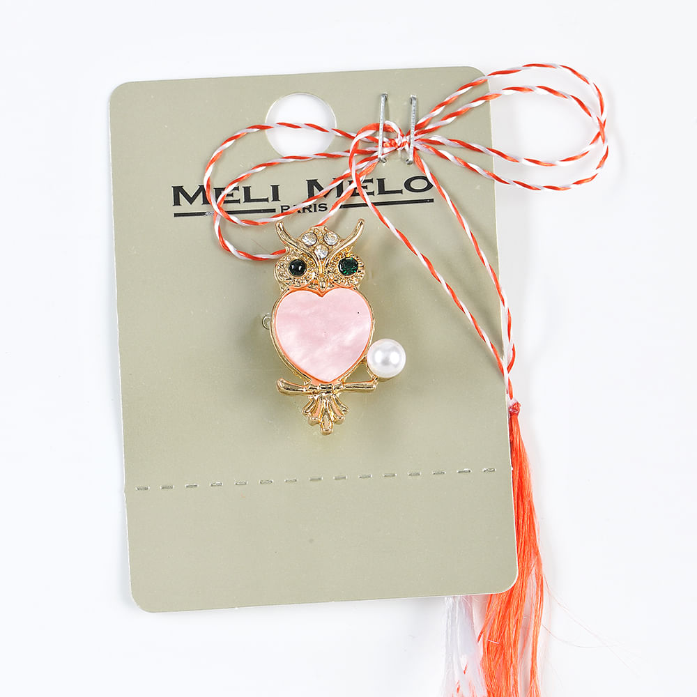 Brosa martisor bufnita roz - 3 | YEO