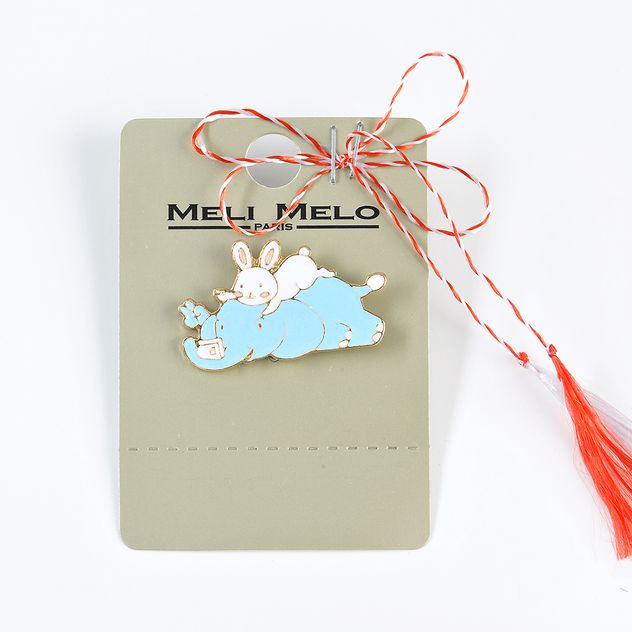 Brosa martisor elefant si iepuras