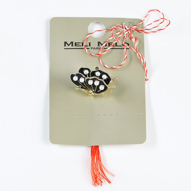 Brosa martisor fluture negru cu perle